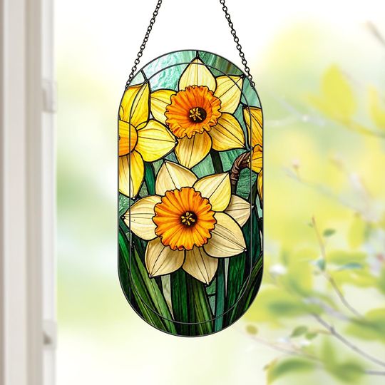 Daffodil Suncatcher, March Birth Flower Gift, Mothers Day Gift, Birthday Gift for Mom, Spring Garden Decor, Mothers Day