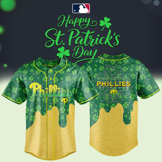 Philadelphia Phillies St. Patrick’s Day Jersey – Lucky Gold Drip Edition
