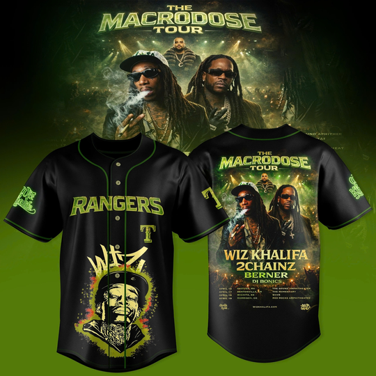 Discover Texas Rangers X Wiz Khalifa – The Macrodose Tour Baseball Jersey