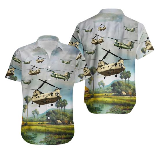 Memorial Day US Army Boeing CH-47 Chinook Hawaiian Shirt, For Mens Veteran Gift