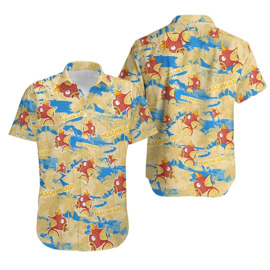 p0kemon Magikarp Hawaiian Shirt, Magikarp Button Up Shirt