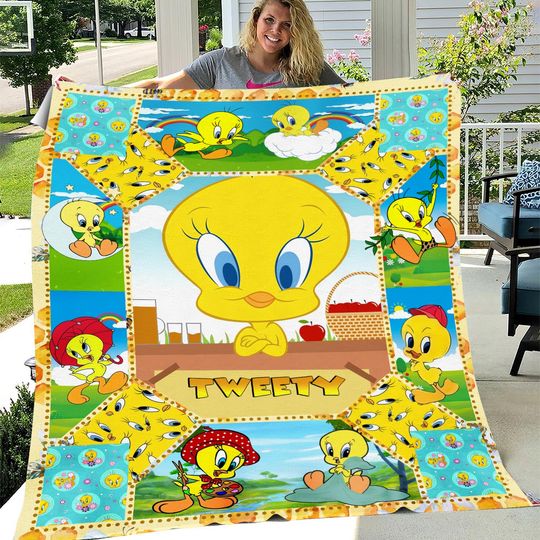 Tweety Bird Fleece Sherpa Blanket Gift for Fan