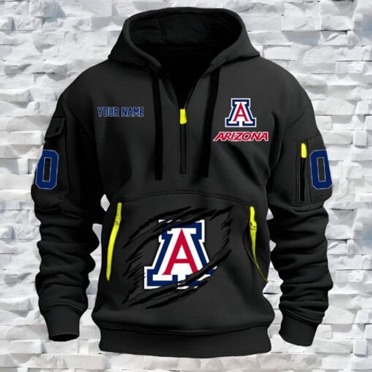 Arizonna Wildcats – Custom Name and Number Quarter Zip Hoodie