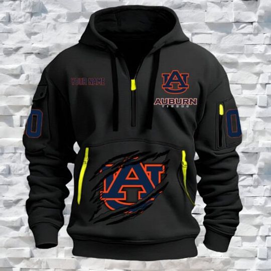 Auburn Tigers – Custom Name and Number Quarter Zip Hoodie
