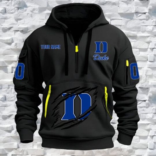 Discover Duke Blue Devils – Custom Name and Number Quarter Zip Hoodie
