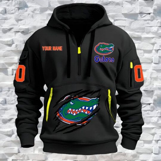 Florida Gators – Custom Name and Number Quarter Zip Hoodie