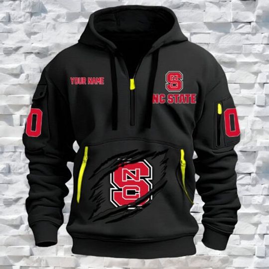 NC State Wolfpack – Custom Name and Number Quarter Zip Hoodie