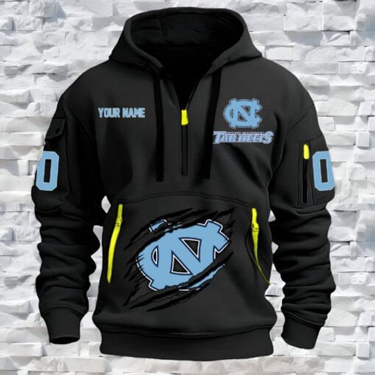North Carolina Tar Heels – Custom Name and Number Quarter Zip Hoodie