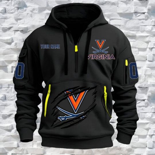 Discover Virginia Cavaliers – Custom Name and Number Quarter Zip Hoodie