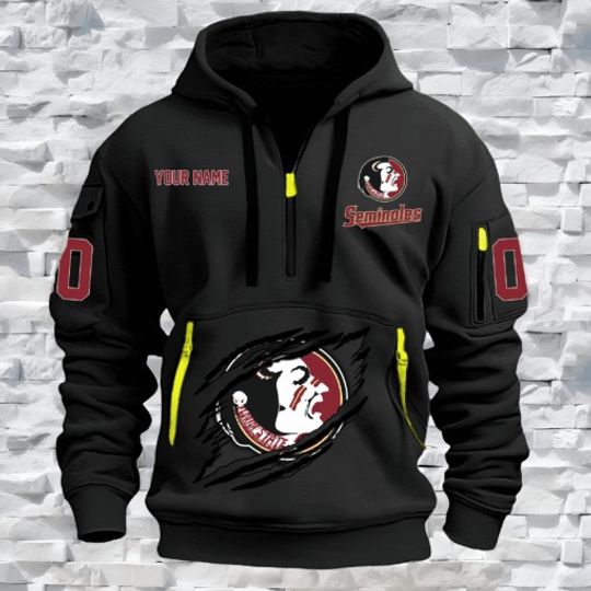 Florida State Seminoles – Quarter Zip Hoodie Custom Name and Number