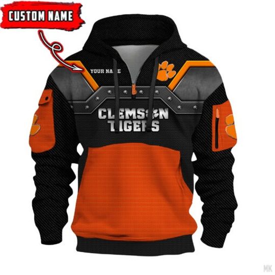 Clemson Tigers – 3D Quarter Zip Hoodie For Fans