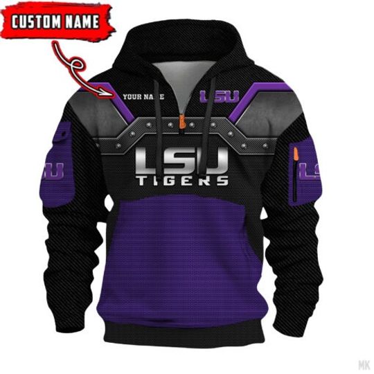 LSU TIGERS – 3D Quarter Zip Hoodie For Fans