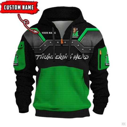 Marshall Thundering Herd – 3D Quarter Zip Hoodie For Fans