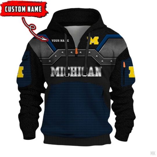 Michigan Wolverines – 3D Quarter Zip Hoodie For Fans