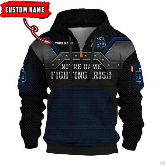 ND Fighting Irish – 3D Quarter Zip Hoodie For Fans