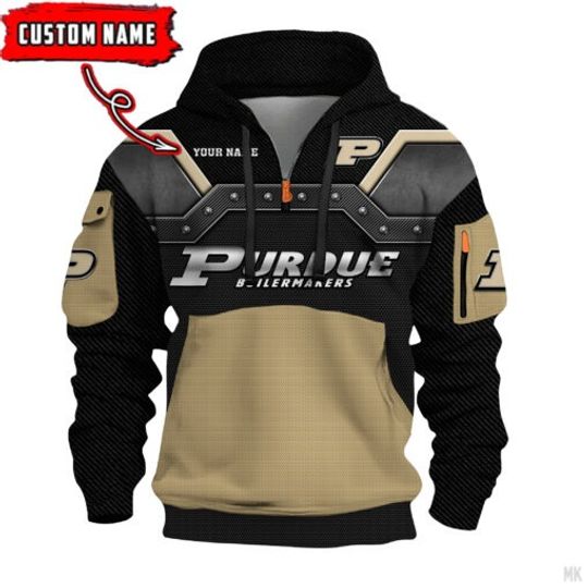 Purdue Boilermakers – 3D Quarter Zip Hoodie For Fans