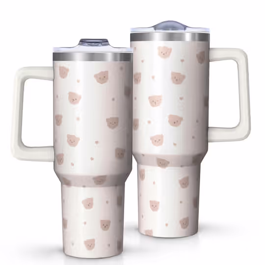 Discover Bear 40oz Tumbler with Straw & Handle