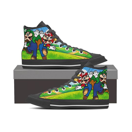 Super Mario High Top Shoes, Luigi Sneakers for Women, Men