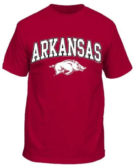 Discover Arkansas Razorbacks Men's Cardinal College Arch T-Shirt