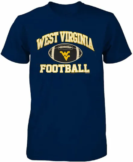 Discover West Virginia Mountaineers WVU Men's Blue Football Graphic T-Shirt