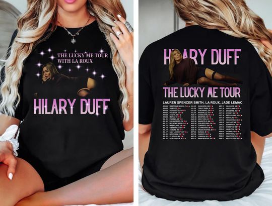 Discover Vintage Hilary Duff Shirt, 2 Sided The Lucky Me Tour 2026 T-Shirt, Lizzie McGuire Bootleg Tee, Gift For Fans