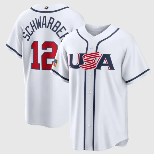 Discover Men's USA Baseball Kyle Schwarber White 2026 World Baseball Classic - Full Size
