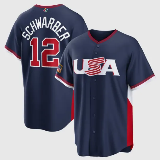Discover Men's USA Baseball Kyle Schwarber Navy 2026 World Baseball Classic - Full Size