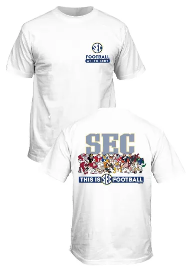 Discover SEC Men’s Mascot Illustration White Double-Sided T-Shirt