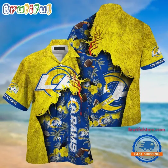 Discover Los Angeles Rams Football Team Summer God Hawaiian Shirt For football Fans