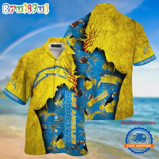 Discover Los Angeles Chargers Football Team Summer God Hawaiian Shirt For football Fans