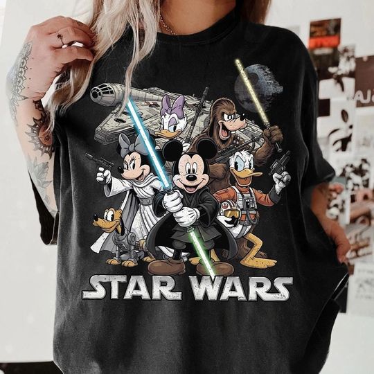 Discover Retro Mickey and Friends Star Wars Shirt, Disney Star Wars Galaxy Tee, Disneyland Disney World Family Trip Matching Group Vacation Shirt