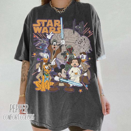 Discover Retro Star Wars Shirt, Disney Star Wars Comfort Colors Tee, Retro Mickey and Friends Jedi Tee, Family Vacation Outfit, Gift for Disney Fans