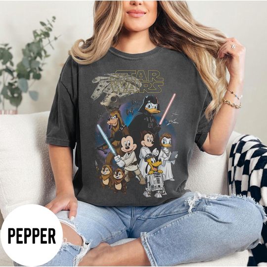 Discover Vintage Disney Star Wars Shirt, Retro Mickey and Friends Jedi Tee, Family Vacation Shirts, Disney Trip 2026 Shirt, Gift for Disney Fans