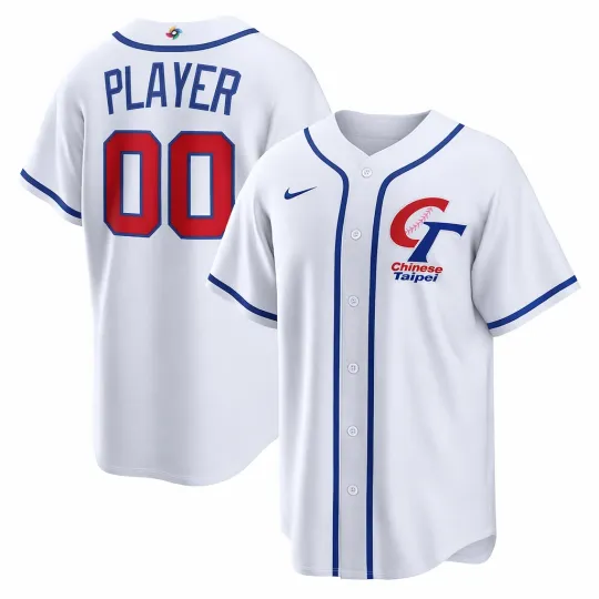 Discover Chinese Taipei Baseball 2026 World Baseball Classic White Jersey Shirt Full Size