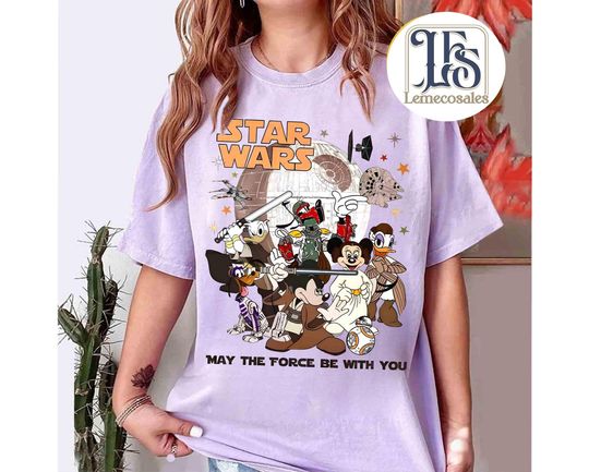 Discover Mickey & Friends Cosplay Star Wars Characters Shirt, Disney Star Wars Shirt, Galaxy's Edge May the Force be with you, Star Wars Family Trip