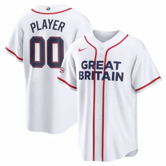 Discover Men's Great Britain Baseball White 2026 World Baseball Classic Jersey Shirt