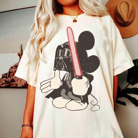 Discover Retro Disney Mickey Star Wars Shirt, Star Wars Dath Vader Tee, Mickey Mouse Dath Vader shirt, Mickey Lightsaber Tee, Disneyland Family Trip
