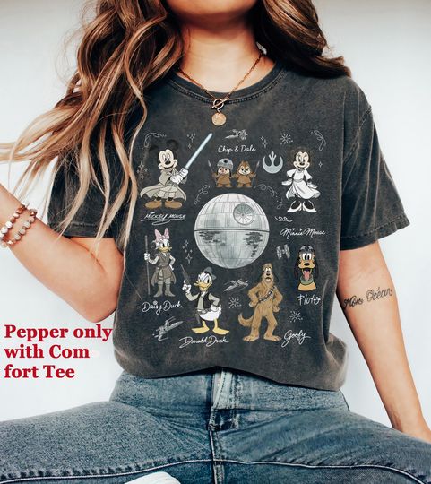 Discover Disney Star Wars Mickey and Friends Signature T-Shirt, Star Wars Hollywood studios Trip, May The 4Th Be With You, Princess Leia Han Solo Tee