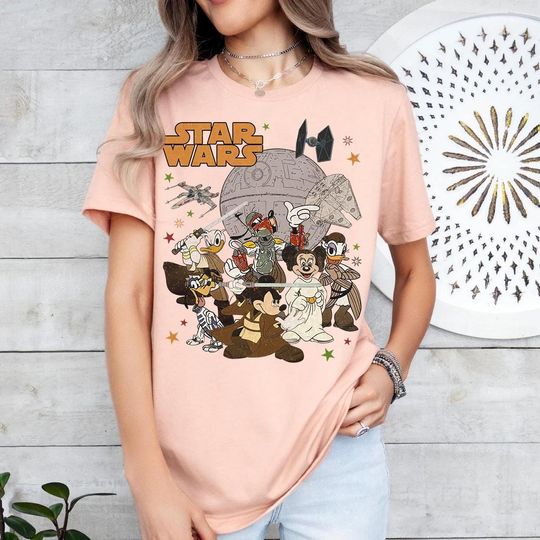 Discover Star Wars Mickey & Friends Crossover Comfort Colors T-Shirt, Mickey Star Wars Fans Gift Tee, Galaxy's Edge Disneyland Family Matching Shirt