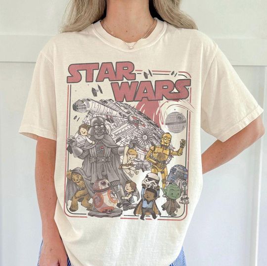 Discover Retro Disney Star Wars Comfort Color Shirt, Star Wars Characters Group Tee, Darth Vader Stormtrooper Tee, May The Force Be With You, Sci-Fi