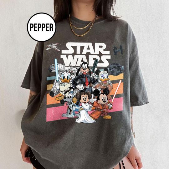 Discover Retro Disney Star Wars Shirt, Mickey & Friends Star Wars Tee, Walt Disney World Shirt, Star Wars Shirts, Star Wars Gift, Disney Theme Park