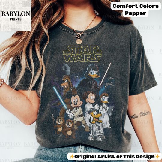Discover Vintage Star Wars Mickey Mouse and Friends Shirt: Disney Star Wars Disneyworld Tee, Mickey Star Wars Shirt, Mickey Minnie Goofy Donald Tee