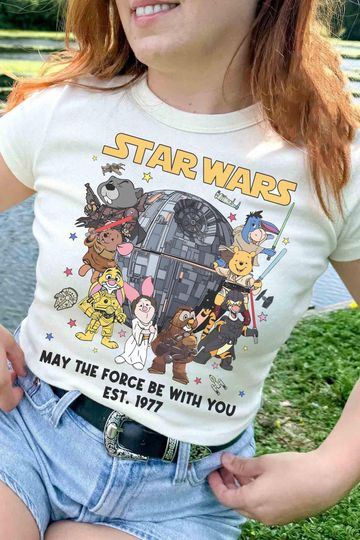 Discover Winnie the Pooh Star Wars Shirt, Galaxy's Edge May The Force Be With You Tee, Pooh Piglet Tigger Eeyore Star Wars Tee, Disneyland Trip Shirt