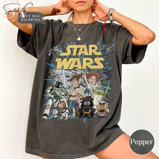 Discover Retro Toy Story Star Wars Shirt, May The 4th Be With You Disney Tee, Funny Pixar Toy Story Mashup Tee, Star Wars Day Tee, Disney Family Trip