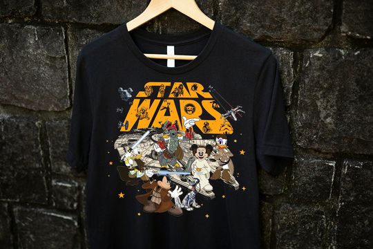 Discover Vintage Disney Mickey and Friends Custom StarWar Characters shirt, Disney Family Galaxy's Edge Trip shirt