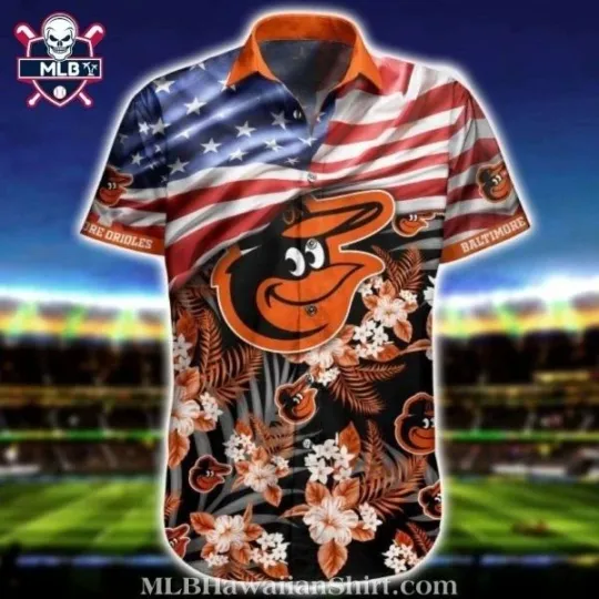 Discover Baltimore Baseball Team Orioless USA Floral Patriotic Aloha Shirt