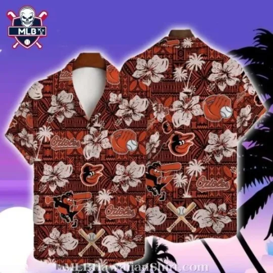 Discover Baltimore Baseball Team Orioless White Hibiscus Floral Pattern Shirt