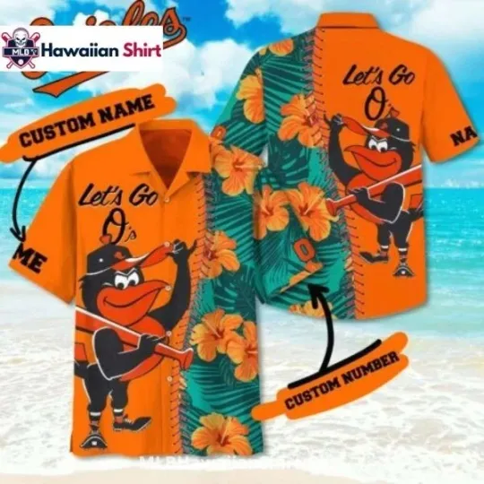 Discover Cartoon Mascot Floral Baltimore Baseball Team Orioless Hawaiian Shirt