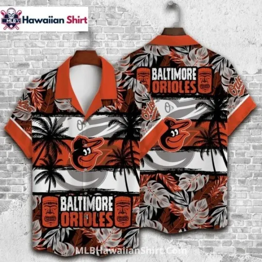 Discover Bold Floral Splash Baltimore Baseball Team Orioless Hawaiian Shirt Orange