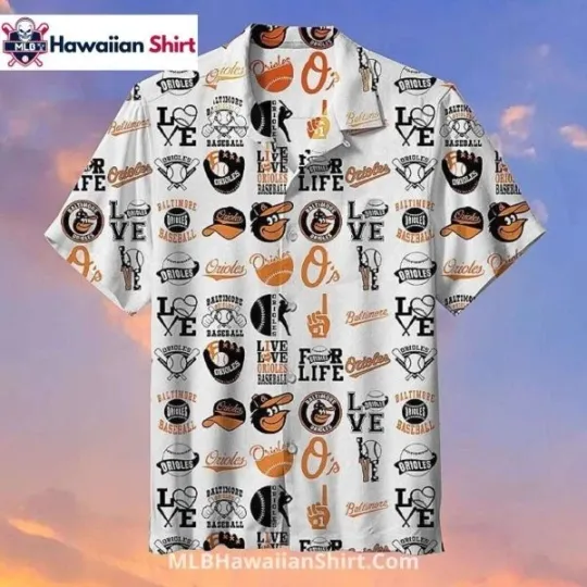Discover Live Love Baseball Baltimore Baseball Team Orioless Aloha Shirt